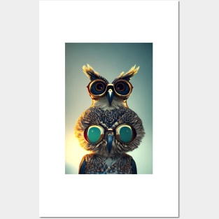 Two Cute Little Fluffy Big Eyed Owl Emoji Posters and Art